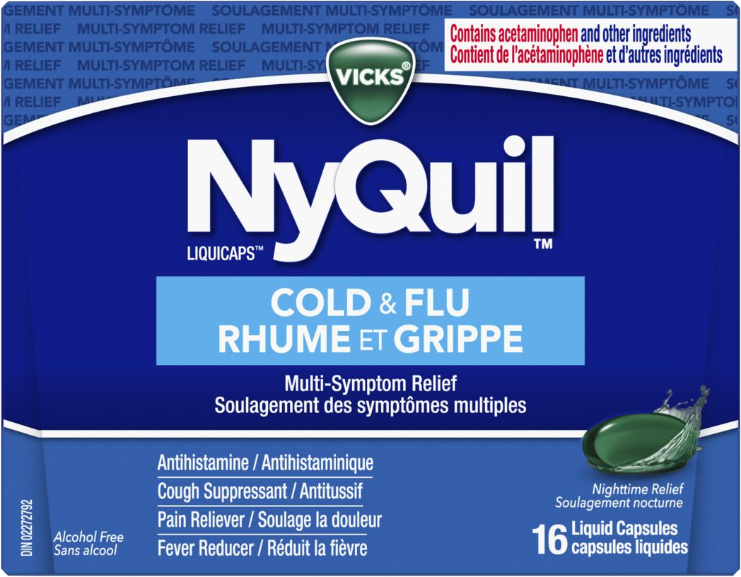 Vicks Nyquil Cold & Flu Multi-Symptom Relief Liquicaps Liquid Capsules 16ct - Quecan