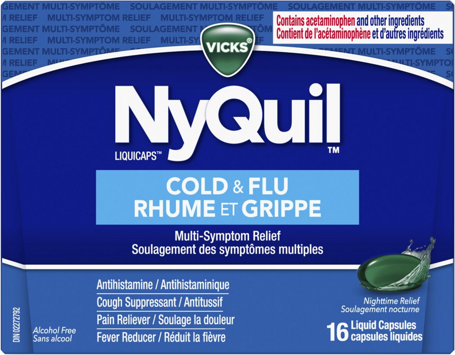 Vicks Nyquil Cold & Flu Multi-Symptom Relief Liquicaps Liquid Capsules 16ct - Quecan