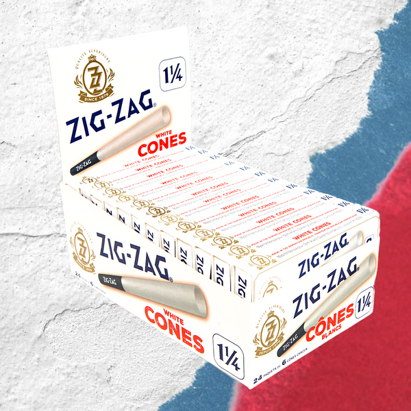 Zig-Zag 1 1/4 6 White Cones (Box of 24)