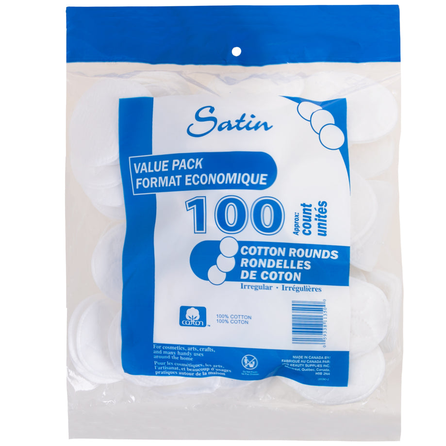 SATIN COTTON ROUNDS 100CT - Quecan