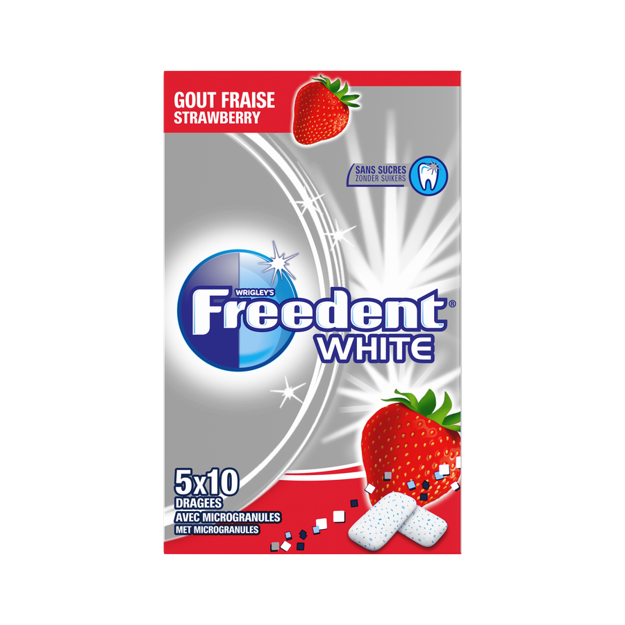 FREEDENT White Strawberry Sugar Free Gum 14g (5x10) - Quecan