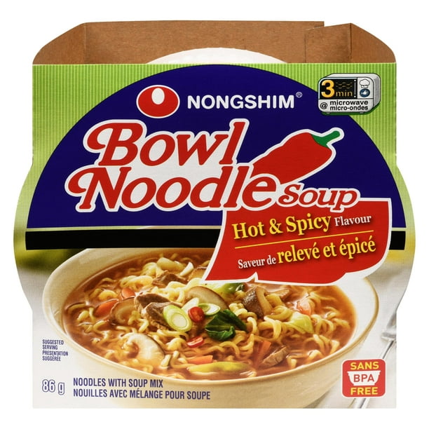 Nongshim Hot & Spicy Bowl Noodle Soup (12x86g) - Quecan