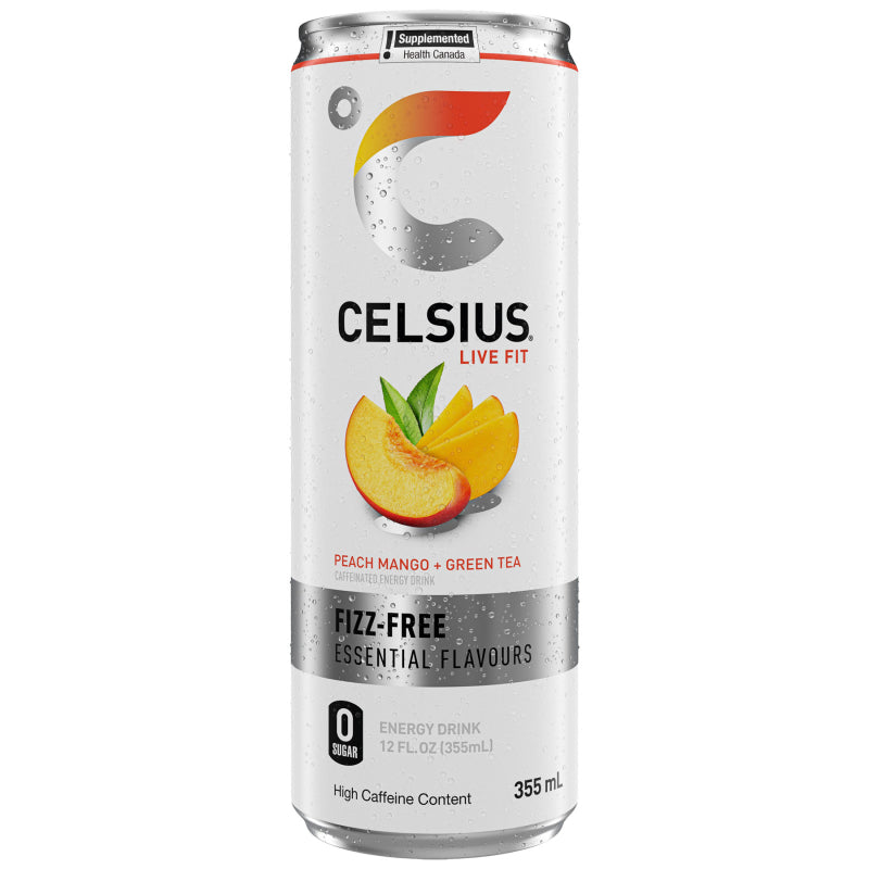 Celsius Energy Drink Peach Mango + Green Tea (12 x 355 mL) (Can Dep.) - Quecan