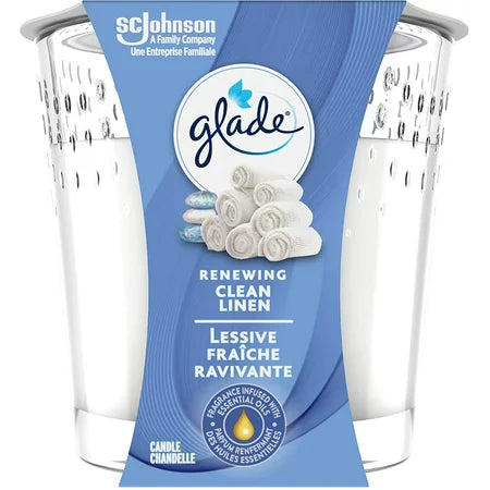 Glade Glass Candle Renewing Clean Linen - Quecan