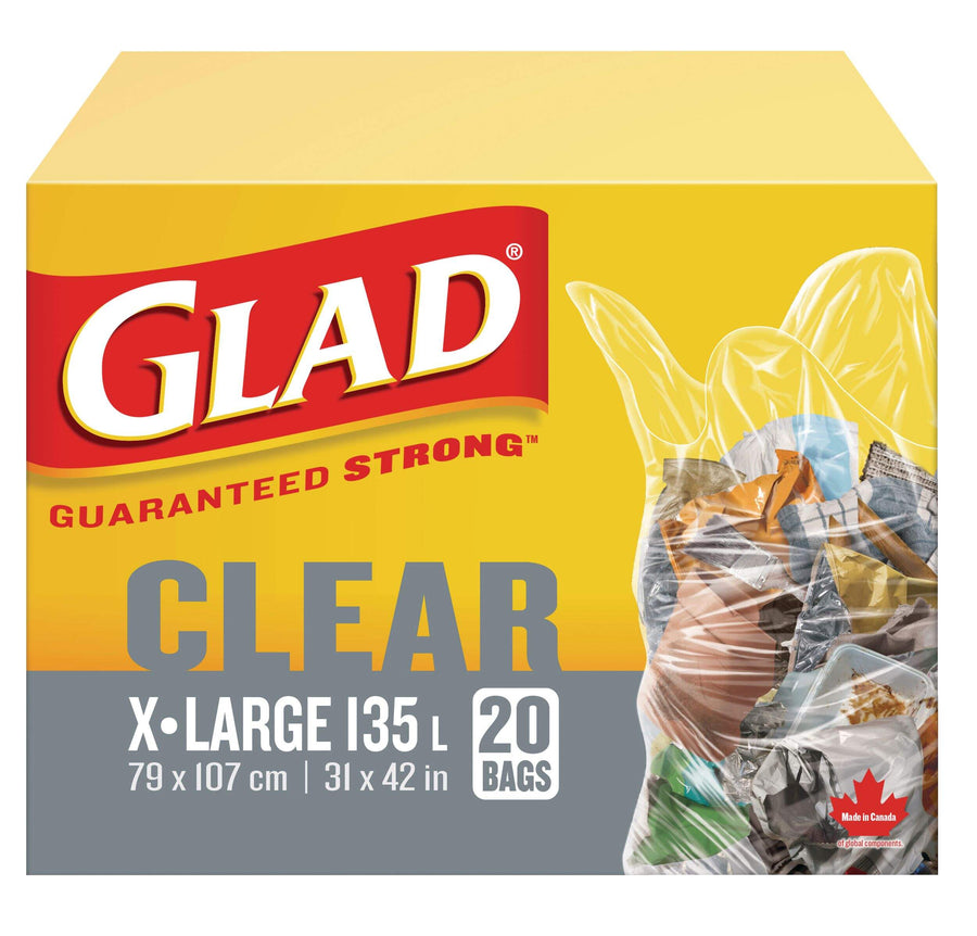 Glad Transparent X-Large Garbage Bags 135L (Box of 20) - Quecan