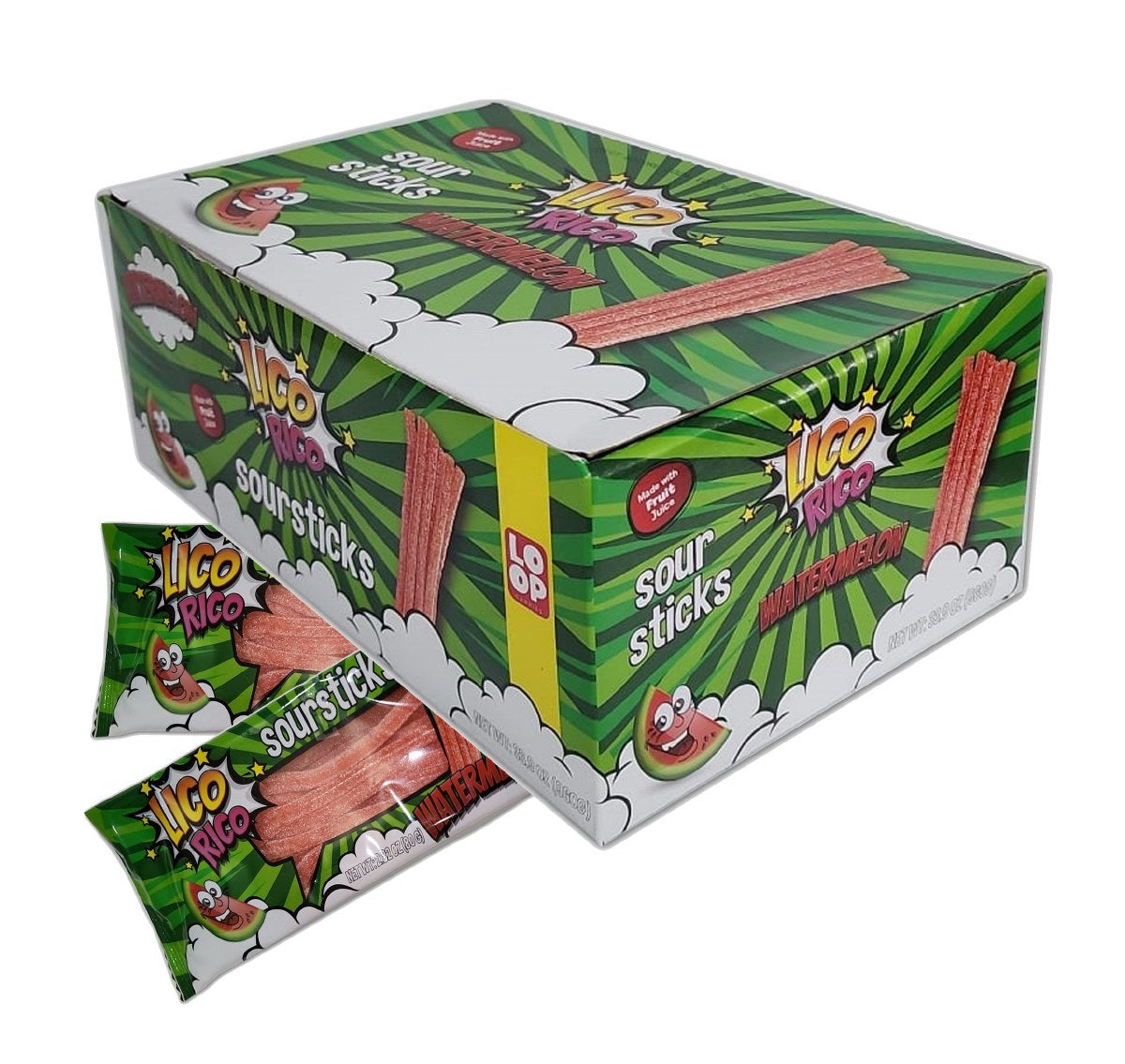 LICO RICO SOUR STICKS WATERMELON 12/2.82oz