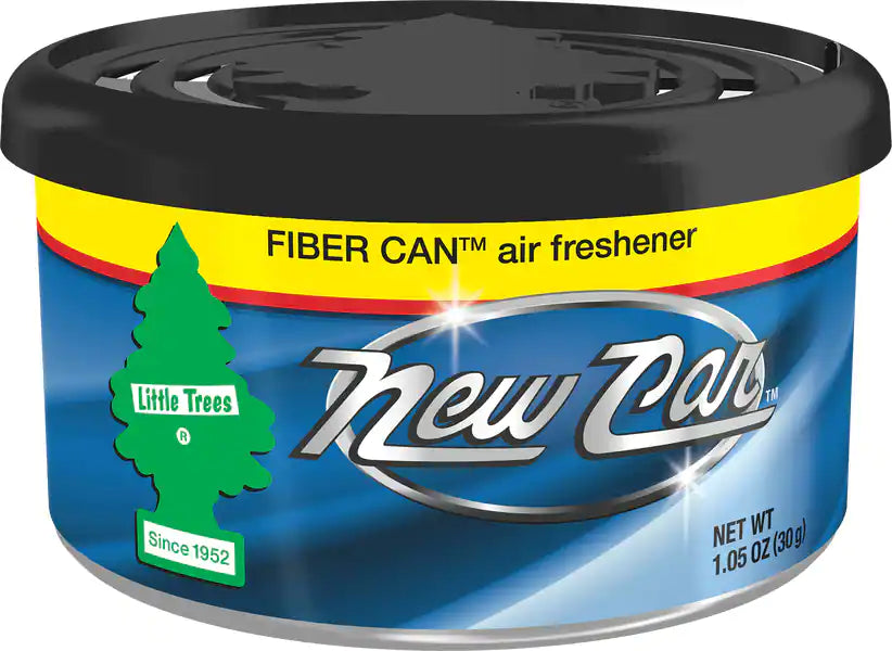 Little Trees Fiber Can Air Freshener (Box of 4) - New Car Scent - Quecan