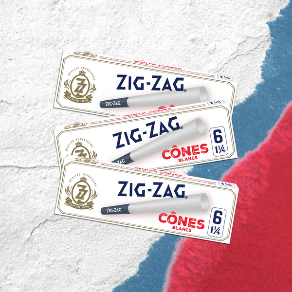 Zig-Zag 1 1/4 6 White Cones (Box of 24)