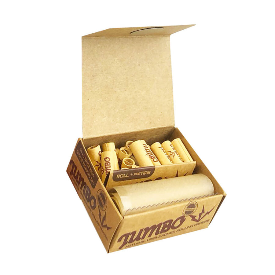 Jumbo 5 Meter Rolls Unbleached with Pre-Rolled Tips (12pcs/display) - Quecan