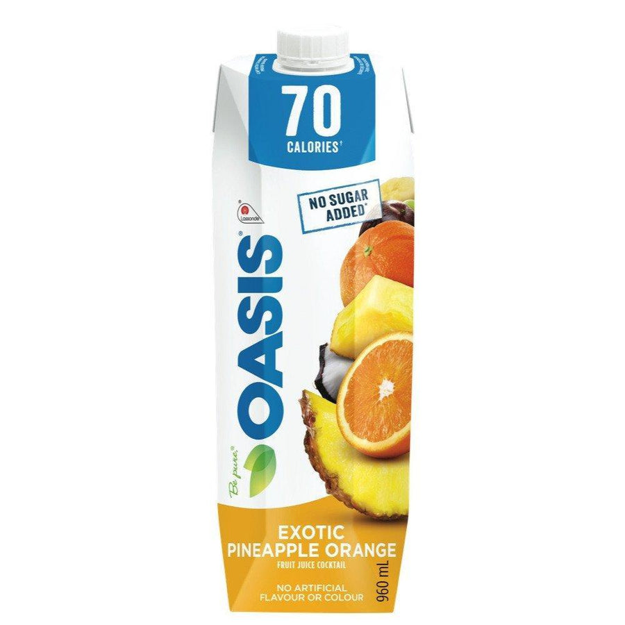 Oasis Classic Juice - 70 Calories Pineapple/Orange Exotic (12 x 960ml) - Quecan