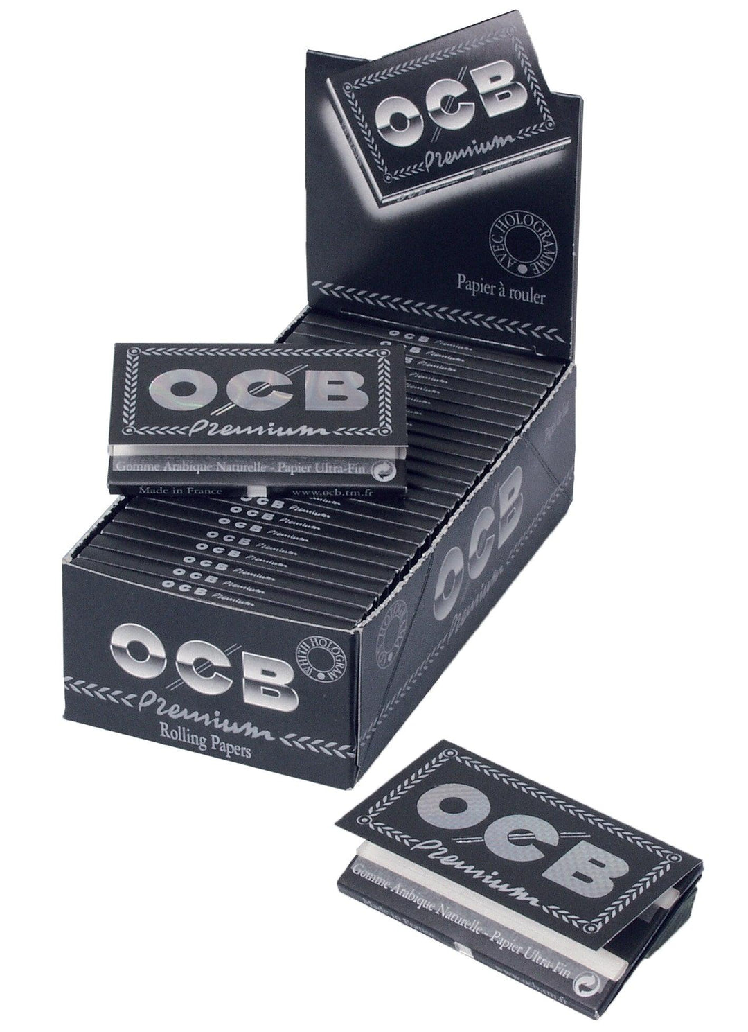 OCB Premium Single-Wide/Double Rolling Paper (Box of 25 Booklets) - Quecan