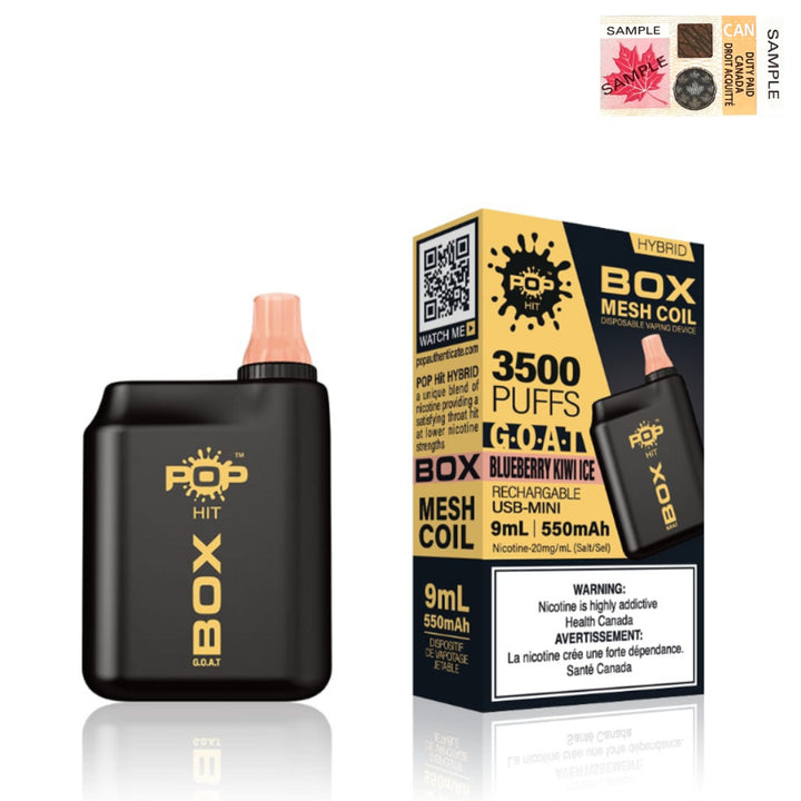 Pop Hybrid Box G.O.A.T 3500 Puff Rechargeable Vape Device - (20mg/ml)(STAMPED) - Quecan