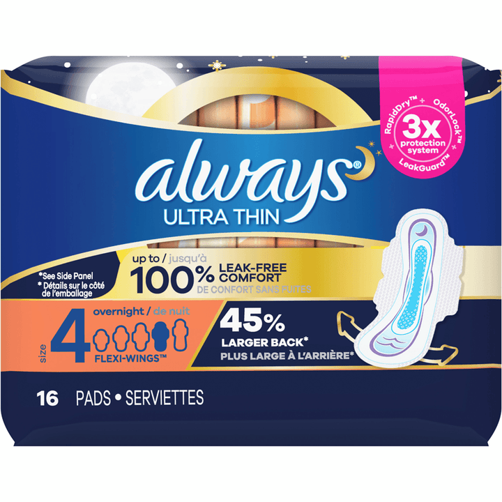 Always Ultra Thin - Size 4 Overnight (Pack of 16) - Quecan