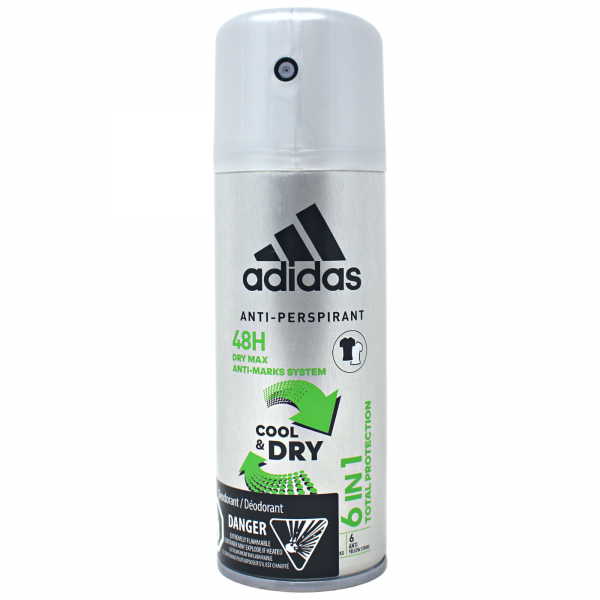 Adidas Body Spray -  Men 6 in 1 Cool & Dry Total Protection (150ml) - Quecan