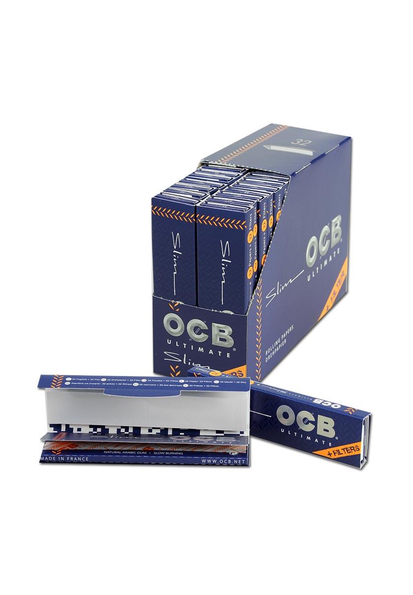 OCB Ultimate Slim Rolling Paper + Filters (Box of 32 Booklets + Filters) - Quecan