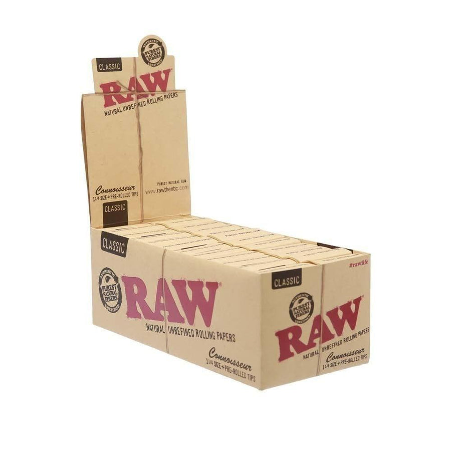 Raw 1/ 1/4 Connoisseur + Tips Rolling Paper (Box of 24) - Quecan