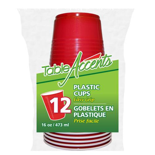 Table Accents - Red Plastic Beer Cups (12 x 473ml) - Quecan