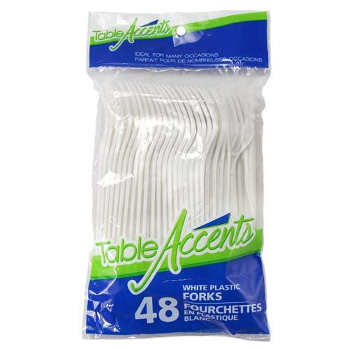 Table Accents - White Plastic Forks (Pack of 48) - Quecan