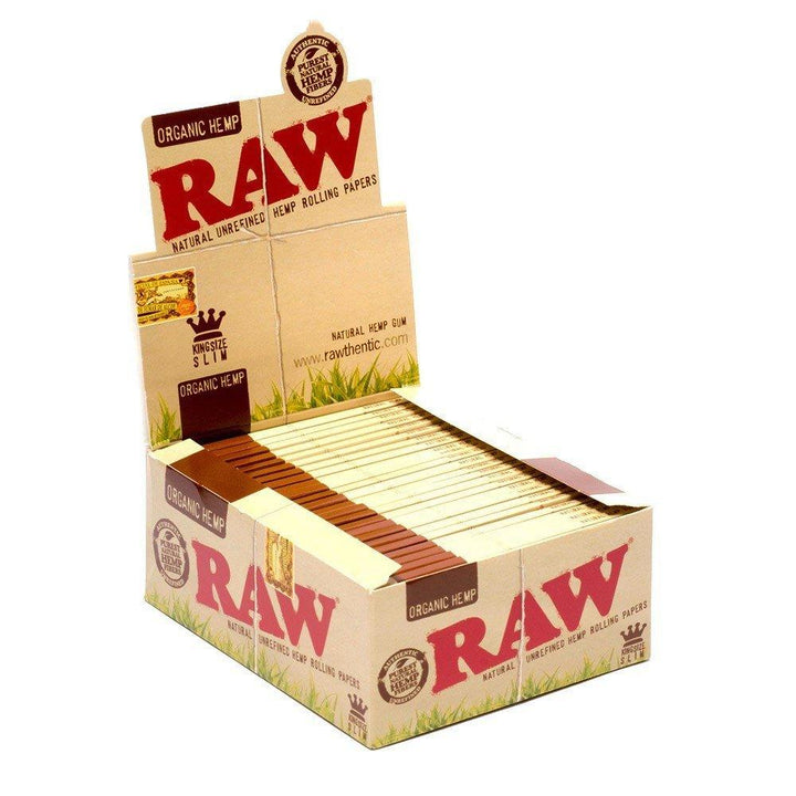Raw Organic Hemp King Size Slim Rolling Paper (Box of 50 Booklets) - Quecan