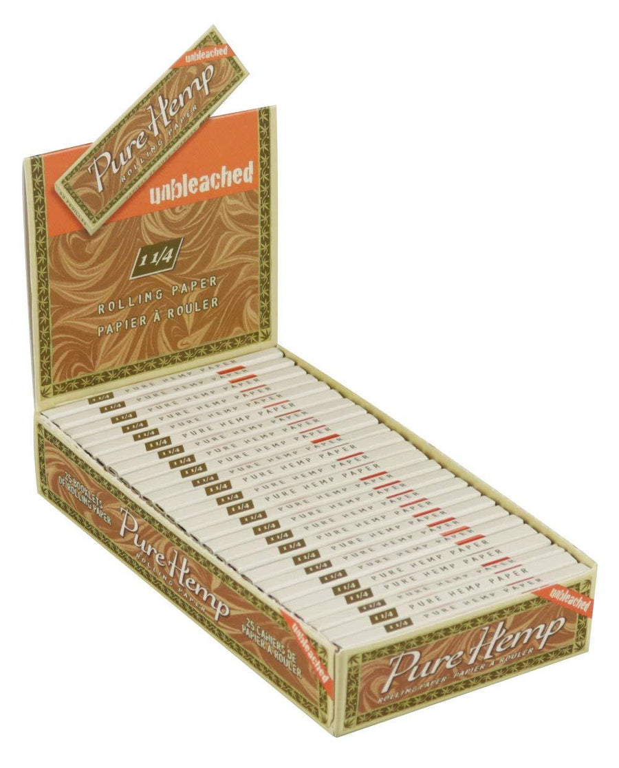 Pure Hemp Unbleached 1 1/4 Rolling Paper (Box of 25) - Quecan