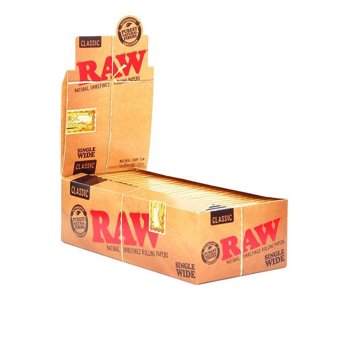 Raw Classic Single-Wide Double Rolling Paper (Box of 25) - Quecan
