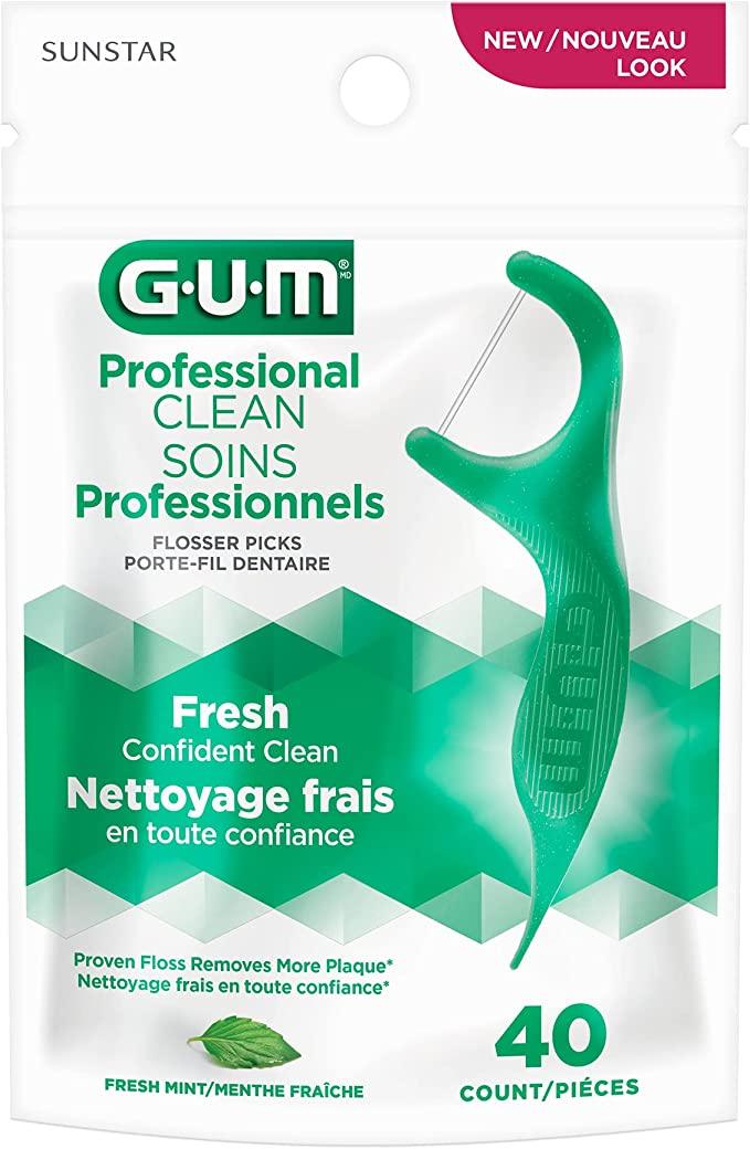 Gum Professional Clean Fresh Mint Flosser Picks (40CT) - Quecan