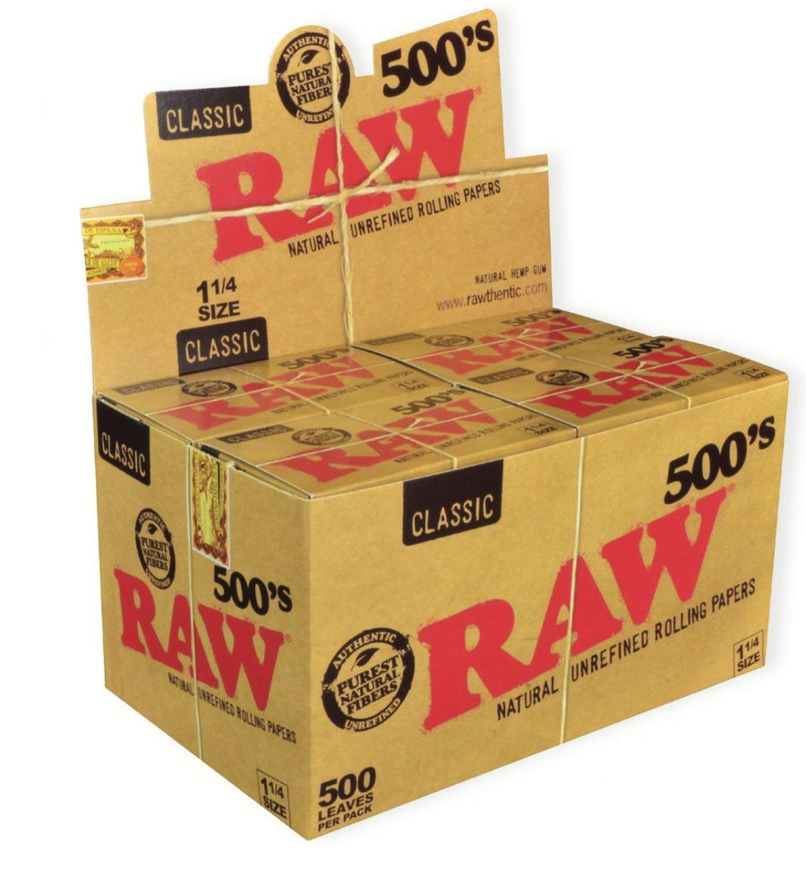 Raw Classic 1 1/4 500's Rolling Paper (Box of 20) - Quecan
