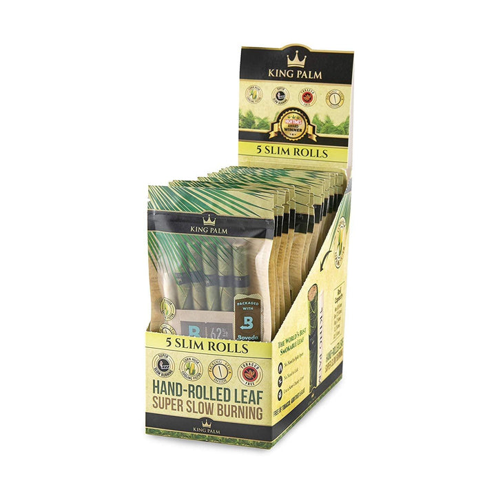 King Palm 5 Slim Size Rolls w/ Boveda (Box of 15) - Quecan