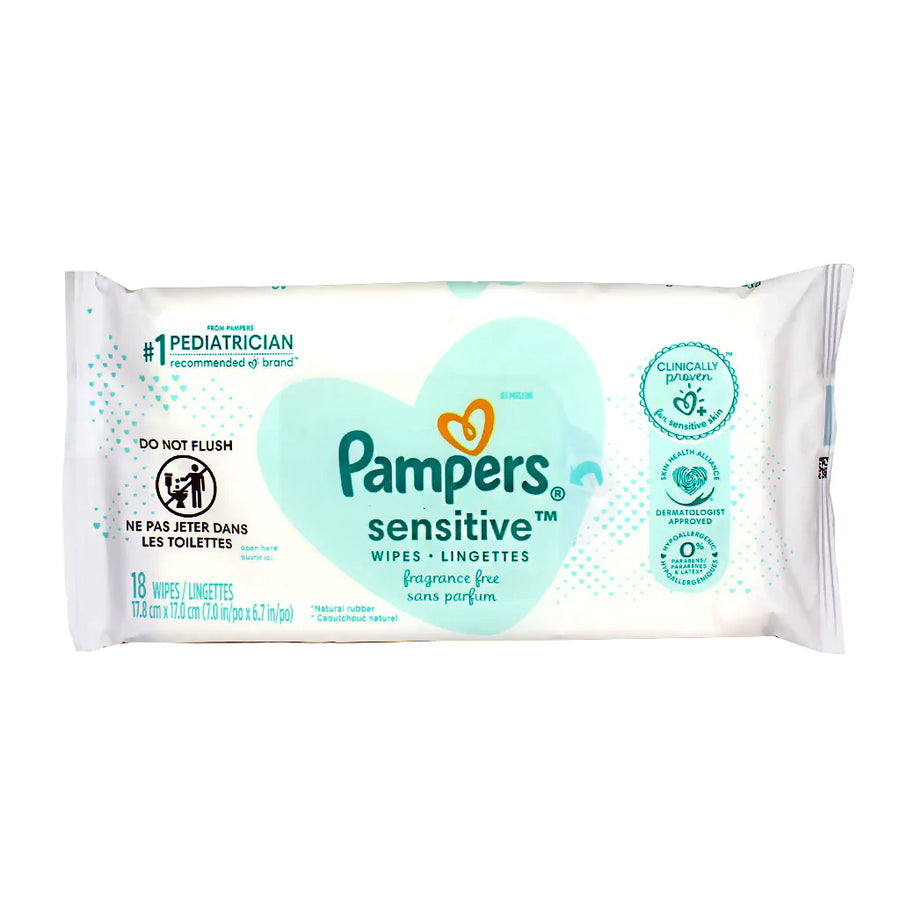 Pampers Sensitive Wipes (Pack of 18) - Quecan