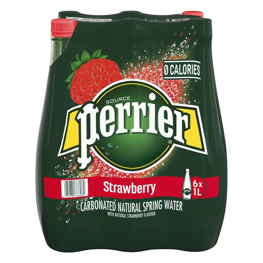 Perrier Carbonated Natural Spring Water - Strawberry (6 x 1L) - Quecan