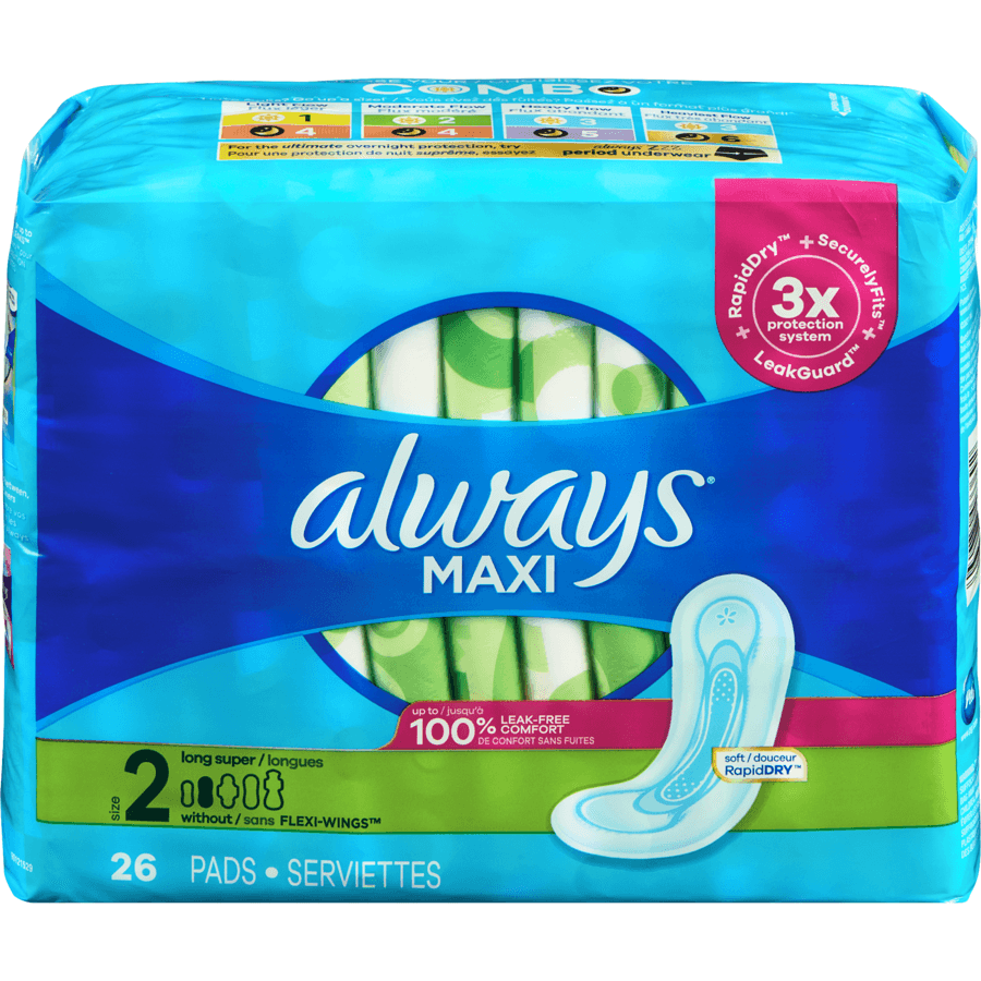 Always Maxi Size 2 Long Super (Pack of 26) - Quecan