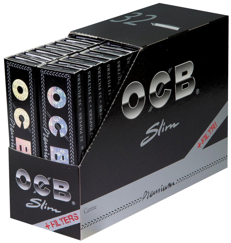 OCB Premium Slim Rolling Paper + Filters (Box of 32 Booklets + Filters) - Quecan