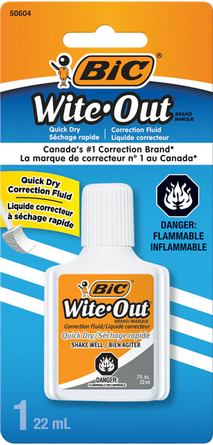 BIC Wite-Out Quick Dry Correction Fluid 22ml - Quecan