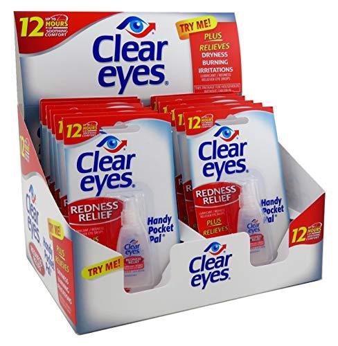 Clear Eyes Redness Relief Eye Drops Pocket Sized (Pack of 12) - Quecan
