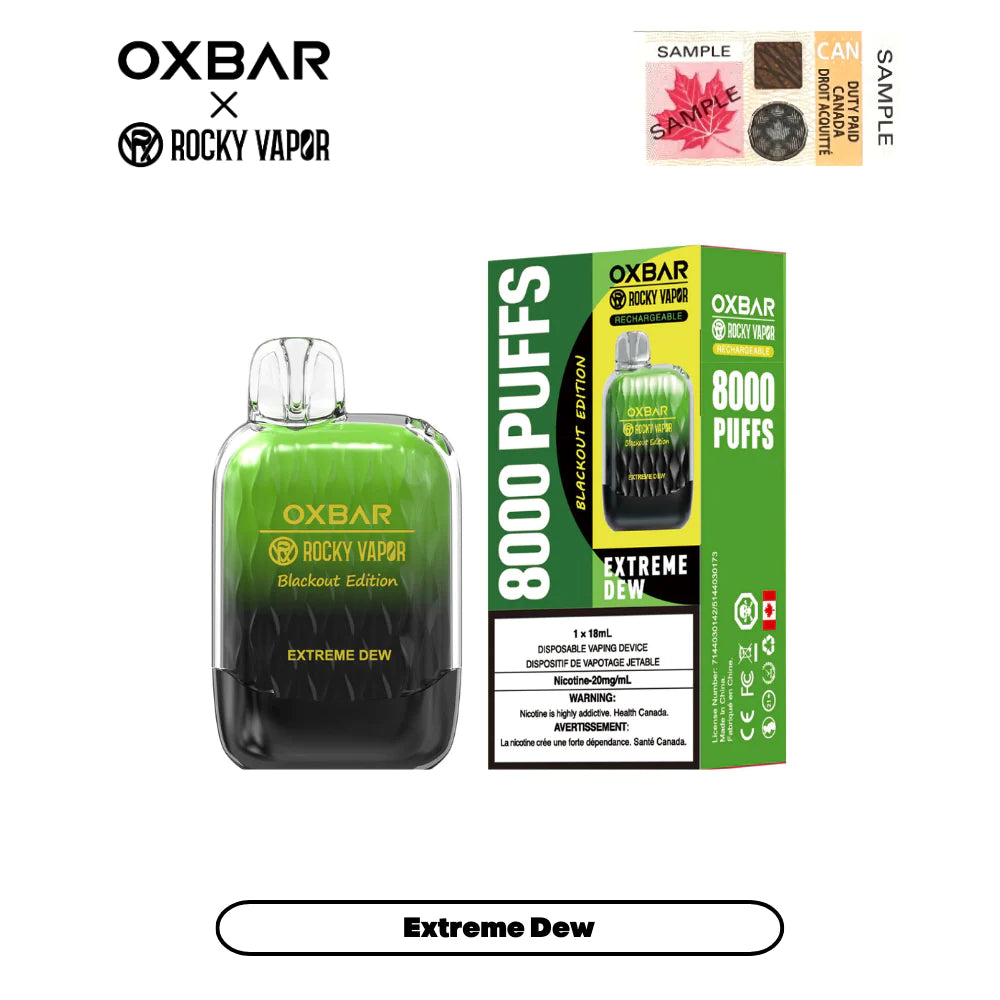 OXBAR Rocky Vapor 8000 Puffs Disposable Device - Single (20mg/ml) (STAMPED) - Quecan