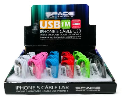 Space Electronics USB to Lightning Cable Iphone Charger - 1 Meter (Box of 24) - Quecan
