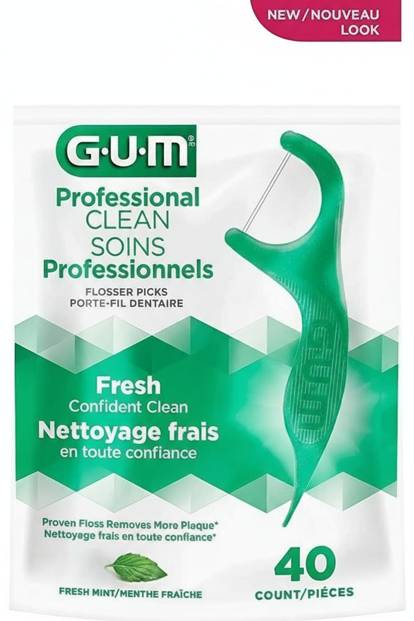 Gum Professional Clean Fresh Mint Flosser Picks (40CT) - Quecan