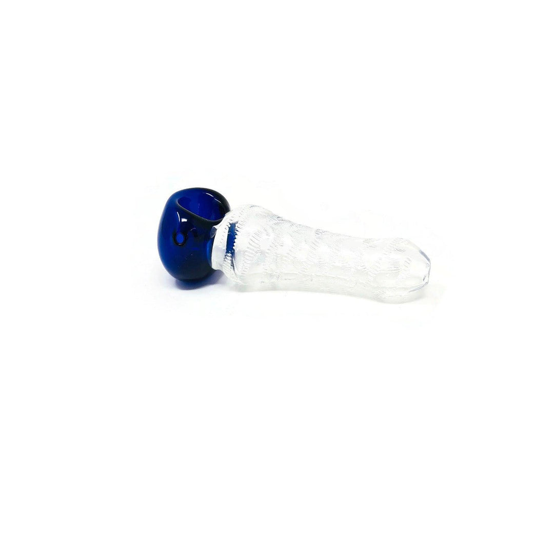Deluxe Glass Hand Pipe Indented Handle - Quecan