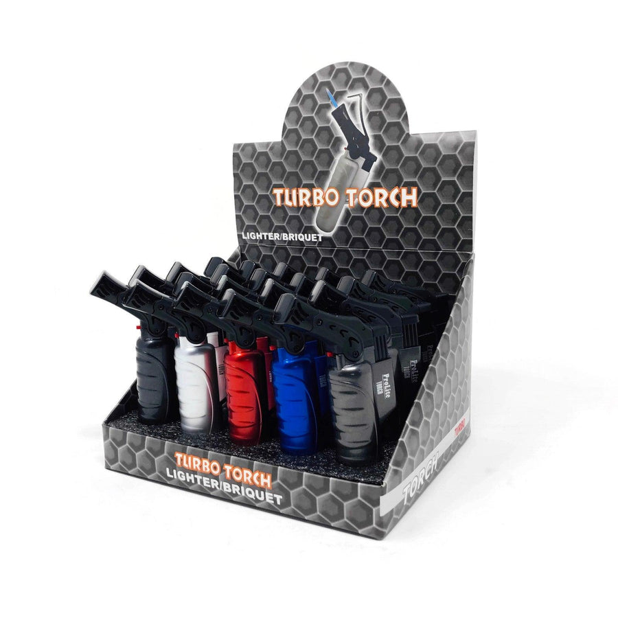 Multi-Coloured Turbo Torch - Lighters (Box of 20) - Quecan