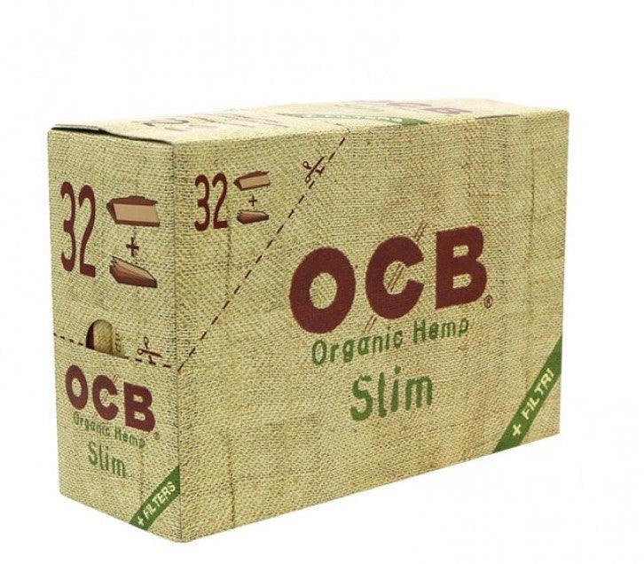 OCB Organic Hemp Slim Rolling Paper + Filters (Box of 32 Booklets + Filters) - Quecan