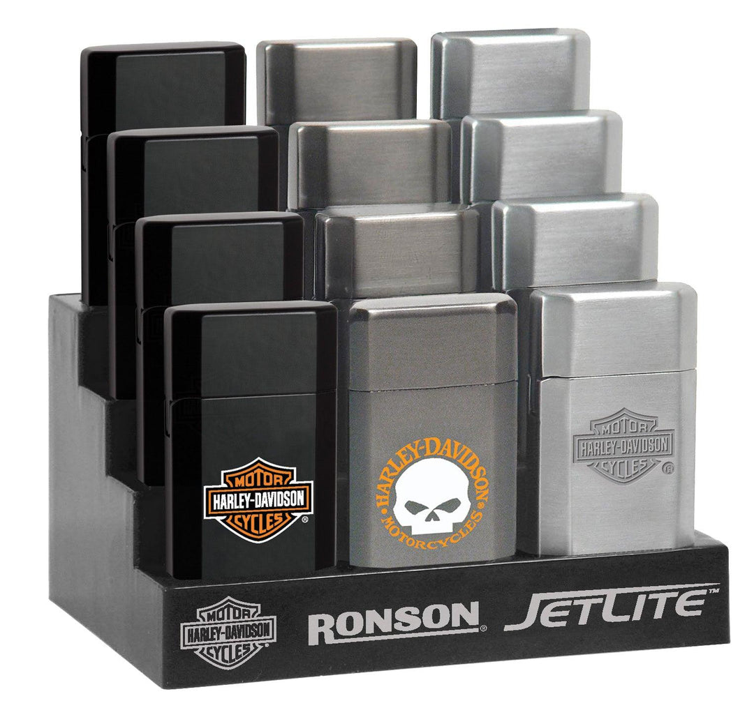 Ronson Jetlite Harley Davidson Lighters (Box of 12 Lighters) - Quecan