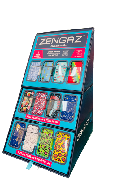 Zengaz Wing  (ZL-13) Jet Rubberized Cube Lighter (Box of 48) - Quecan