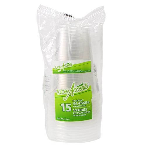 Table Accents Plastic Translucent Glass (Pack of 12oz)