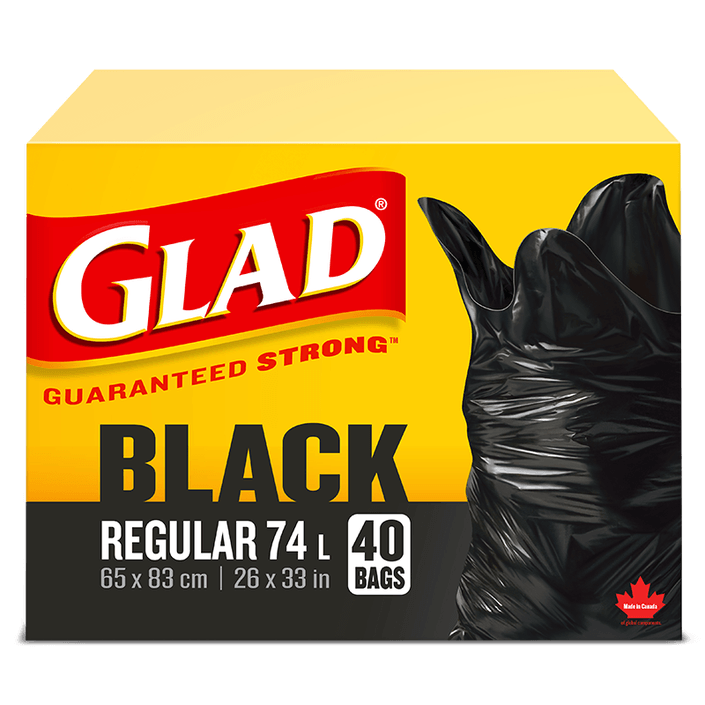 Glad Regular Black Garbage Bags 74L (Box of 40) - Quecan