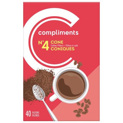 Compliments Coffee Cone Filters - No. 4 (40 Filters) - Quecan