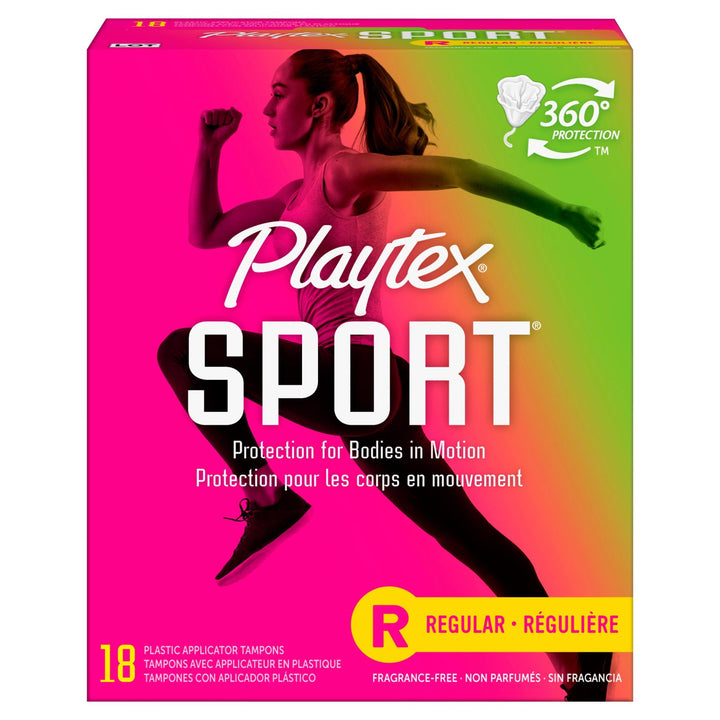 Playtex Sport Fragrance Free Plastic Tampons (Box of 18) Regular - Quecan