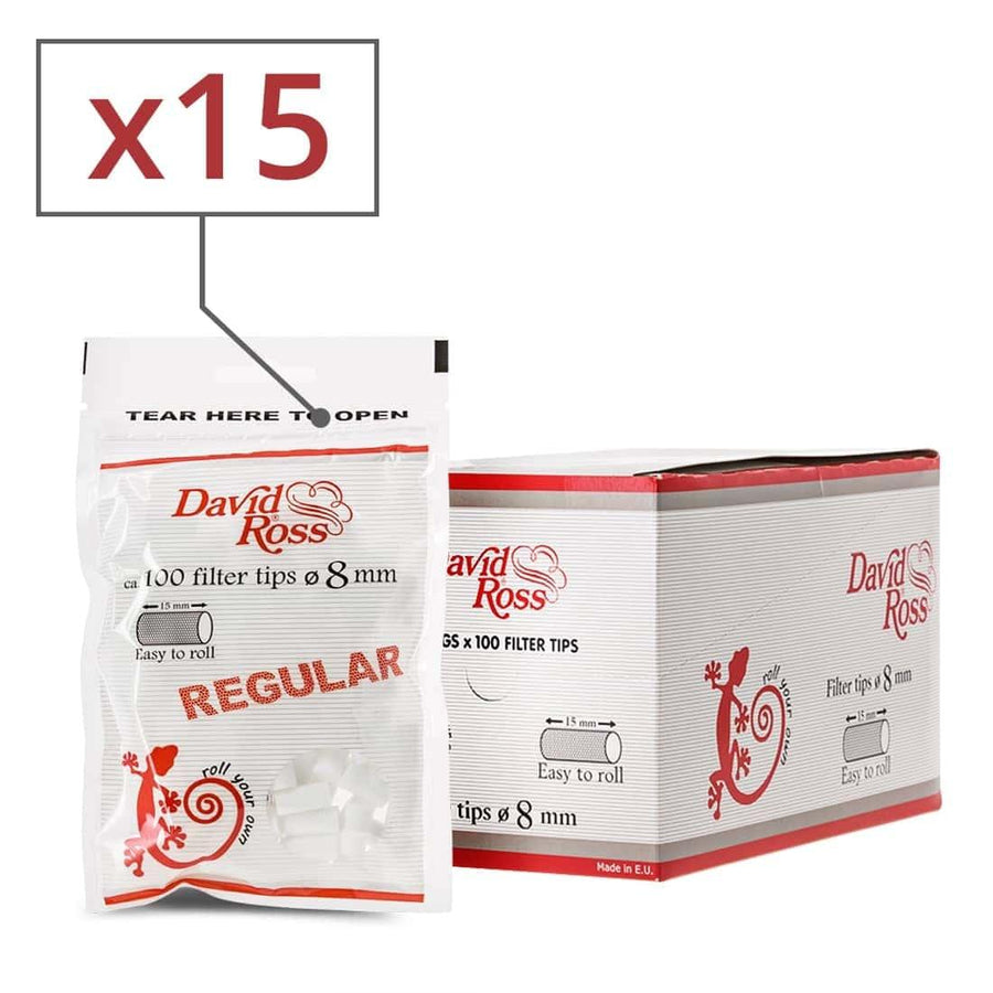 David Ross Regular 8mm - Filter Tips (Box of 15) - Quecan