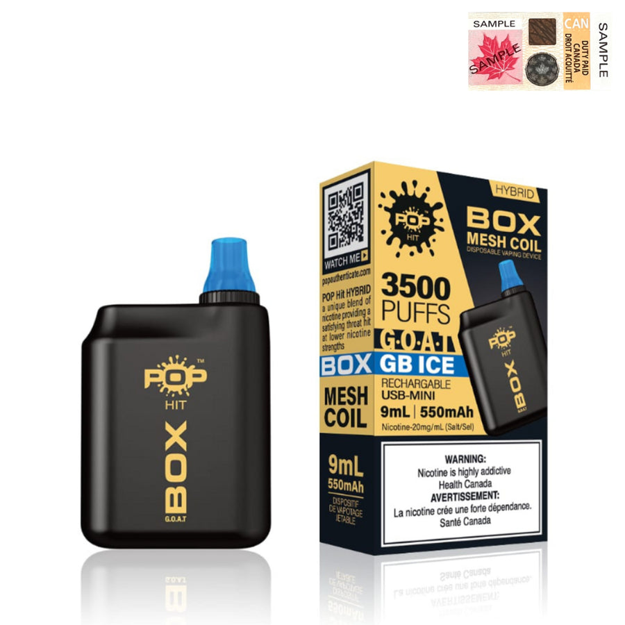 Pop Hybrid Box G.O.A.T 3500 Puff Rechargeable Vape Device - (20mg/ml)(STAMPED) - Quecan