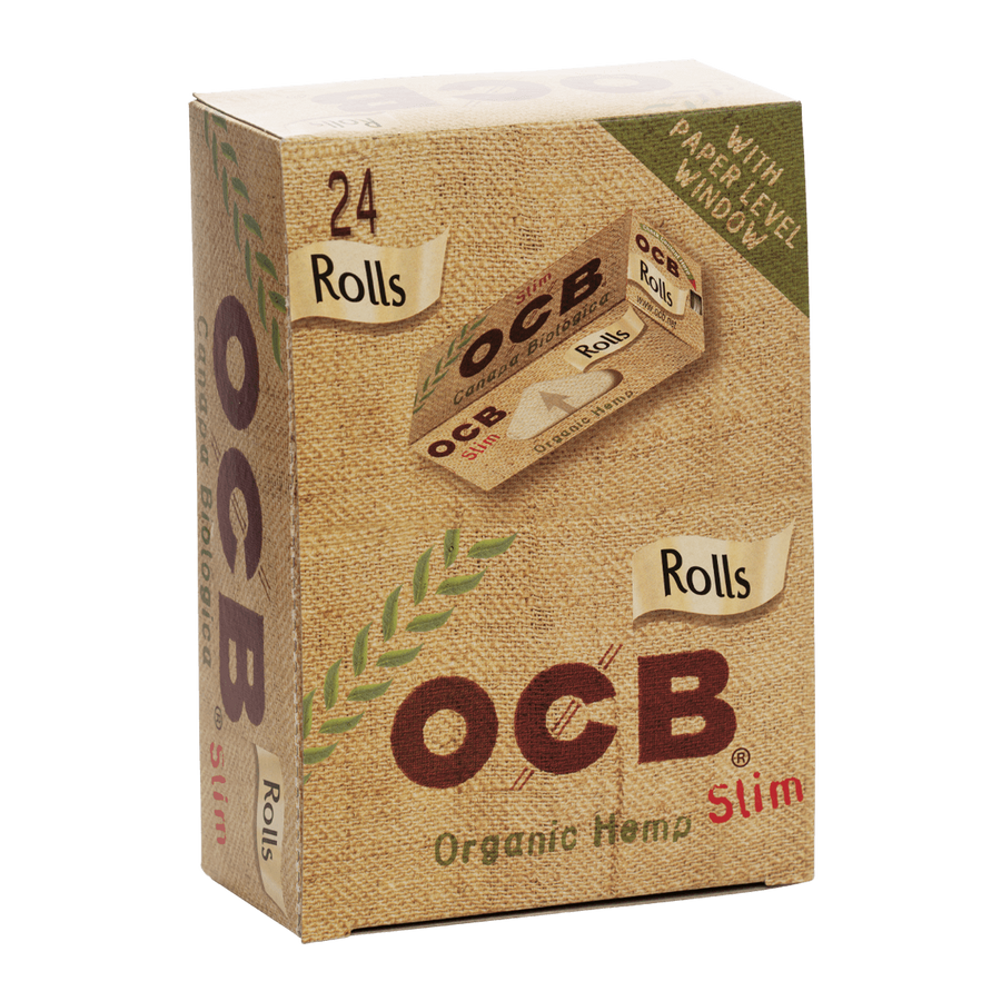 OCB Organic Hemp Slim Rolls Rolling Paper (Box of 24 Booklets) - Quecan