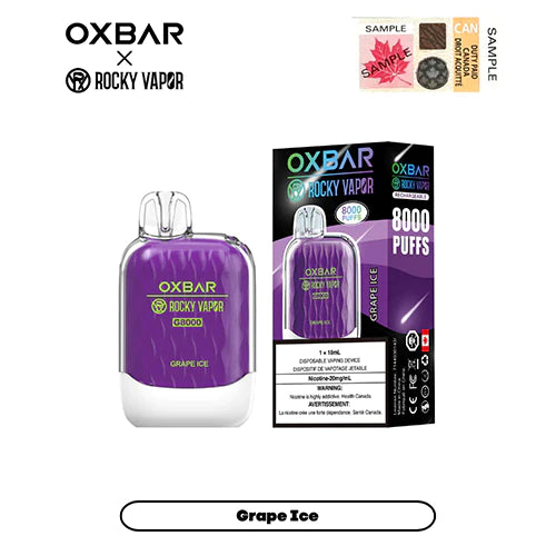 OXBAR Rocky Vapor 8000 Puffs Disposable Device - Single (20mg/ml) (STAMPED) - Quecan